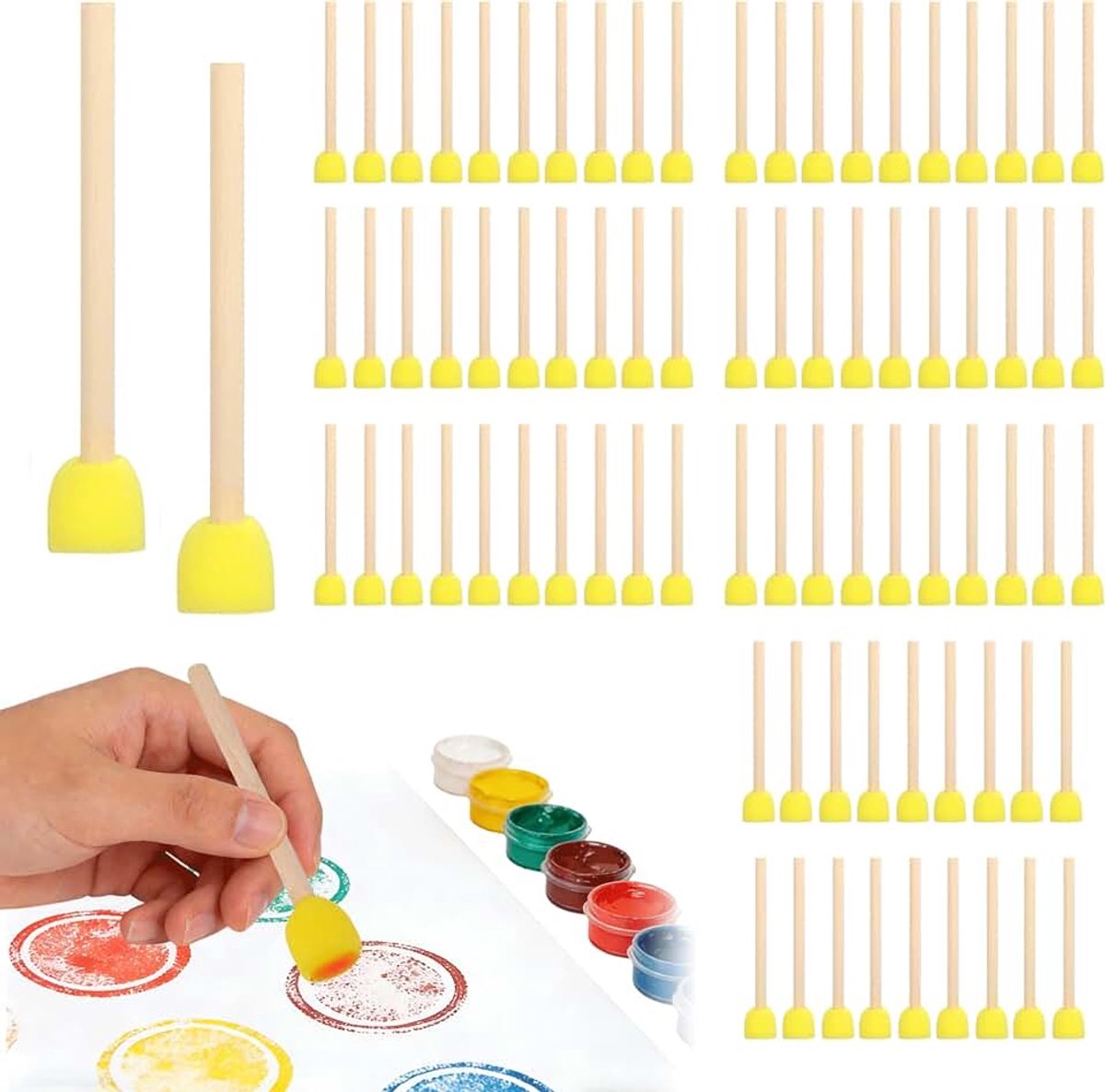 Sponskwasten voor kinderen, 1,5 cm sponsborstelset, sponskwasten, vulborstel om te schilderen, sponsstempel voor kinderen, voor doe-het-zelf schilderen, handwerk, keramiek gereedschap