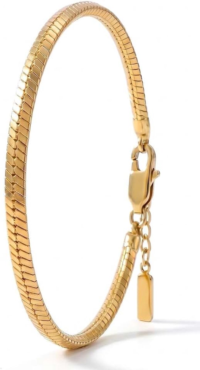 Herenarmband, vergulde schakelarmband, 1,8 mm dik, verstelbare roestvrijstalen armband, goudkleurige damesarmband, herenarmband van staal, Tica 18 cm