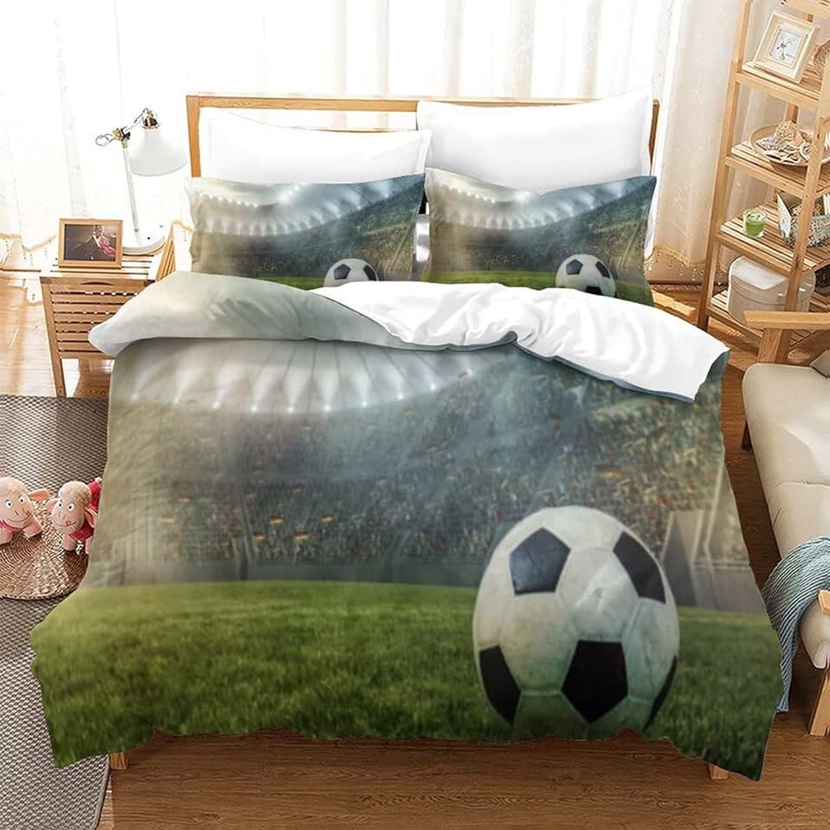 Sleepdown Overdag met Ritssluiting Print 3D Design Dekbedovertrek Sport Dekbedovertrek Beddengoed Set met Kussenslopen Dubbel (200x200cm)
