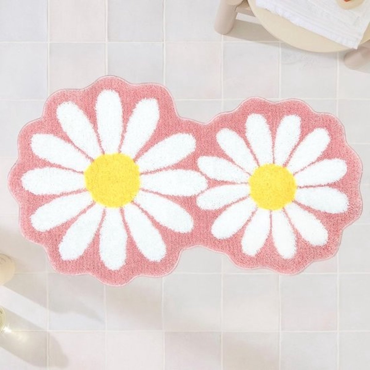 Roze Bloemen Badmat 60 x 100 cm - Absorberend en Antislip