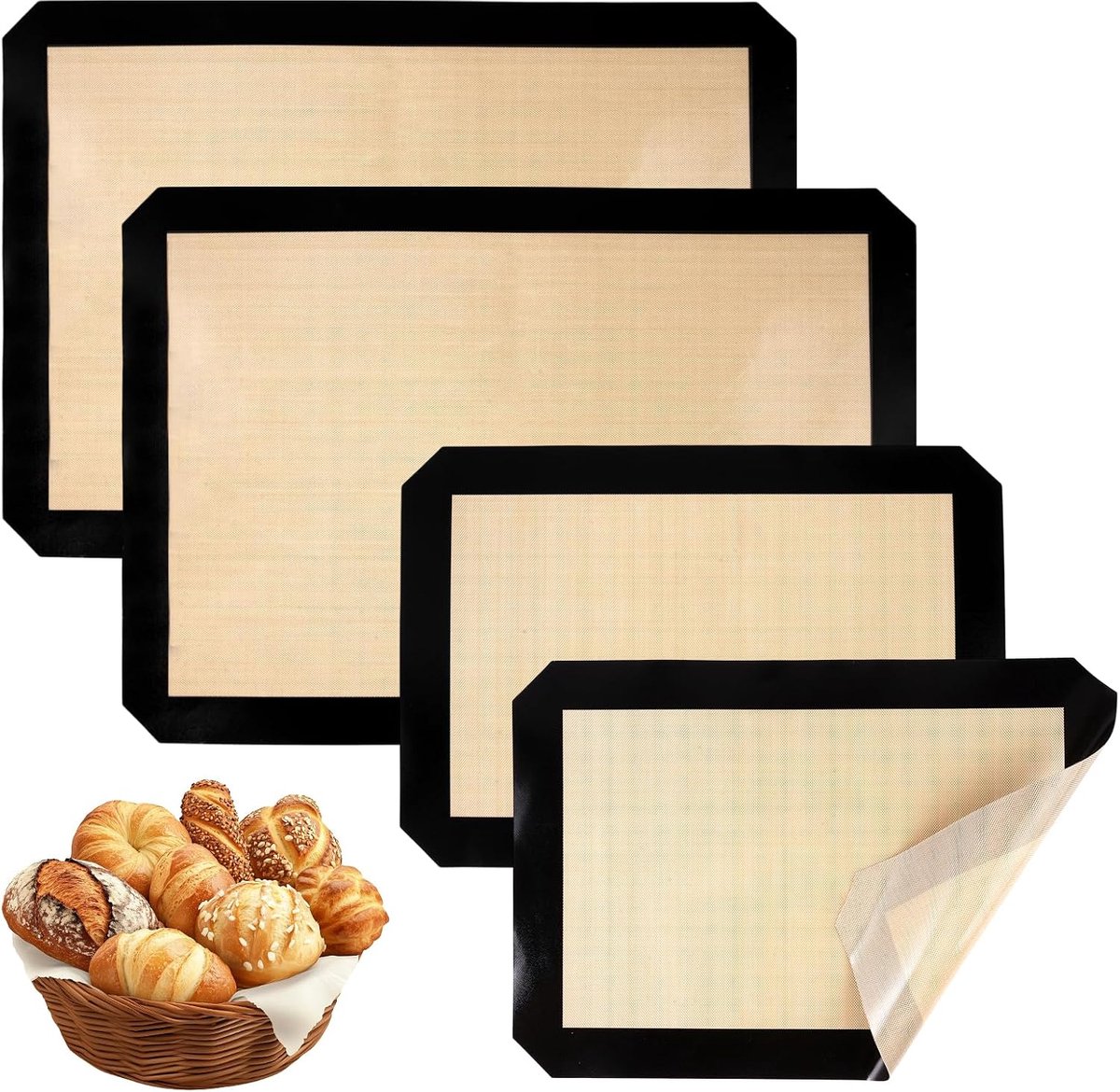 4 Stuks Herbruikbare Bakplaten met Anti-aanbaklaag 30×21cm/ 41×30cm