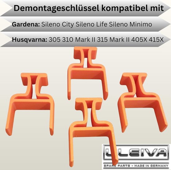 4 stuks demontagegereedschap, gereedschap, sleutel, oranje, compatibel met robotmaaier Gardena SILENO City Life Minimo & Husqvarna 305 310 Mark II 315 Mark II 405X 415X — afbeelding 2