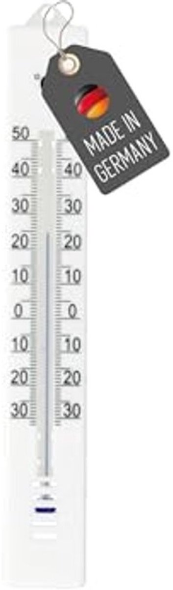 Tuinthermometer voor Binnen en Buiten -30 °C tot +50 °C, Analoog Weerbestendig, 17 cm, Wit