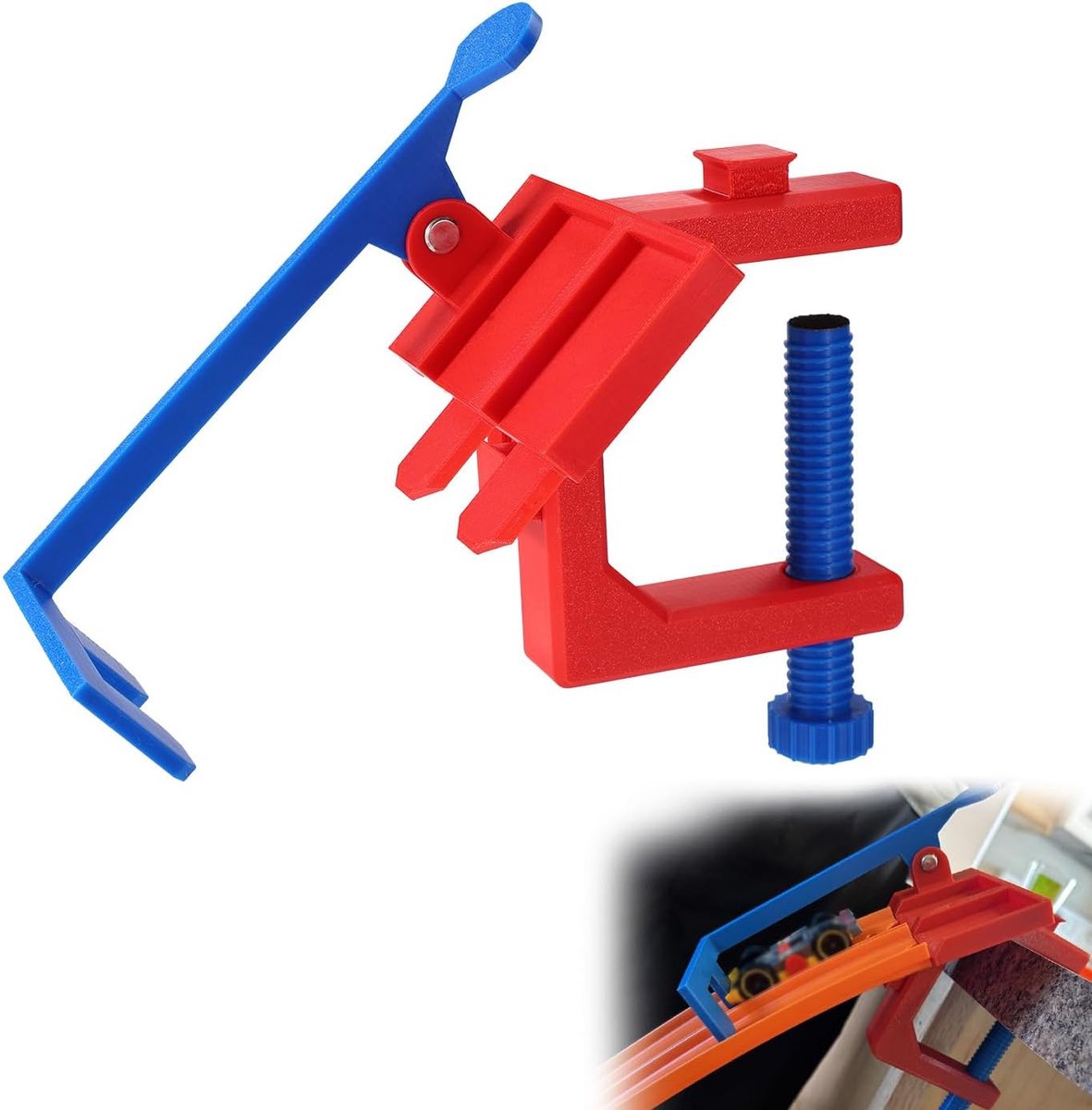 Racebanen met Twee Banen, Gemaakt van PLA-Plastic Raceaccessoires Eenvoudig Te Installeren Compatibel met Hot Wheels-Banen (Rood en Blauw)