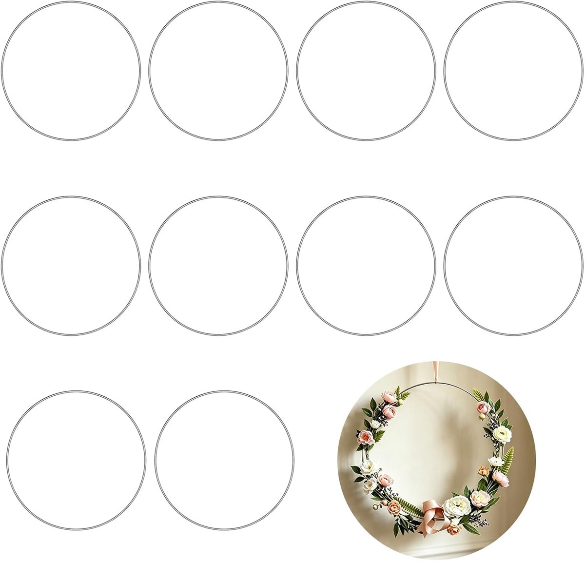 10 stuks metalen cirkel, 10 cm, voor wijnvanger, metalen ring, dikte 2,8 mm, ronde macraméring van ijzer, decoratieve hoepels voor bloemencreatie, bruiloftskrans, knutselen en handwerk