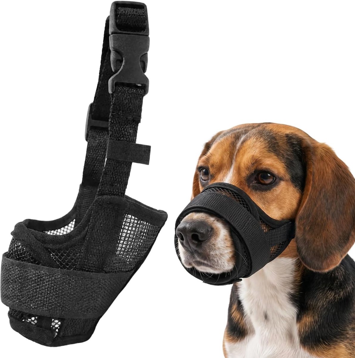 Ondensnuit Groot, Zacht Gaas, Ademende Muilkorf voor Grote Honden met Verstelbare Riem, Anti-Bijten Langdurig Gebruik, Zwart (L 16–23cm)