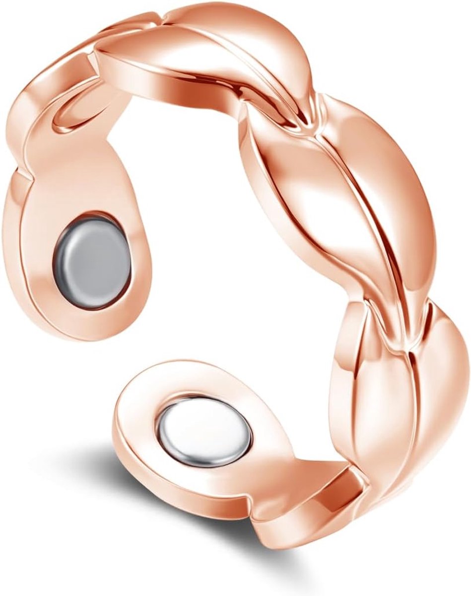 Ring, 2026 zilveren magnetische ring voor dames, anti-angst ring met magneten, enkel/bloem/hart/golven, verstelbare vitalring voor een betere slaap, magnetische ring voor