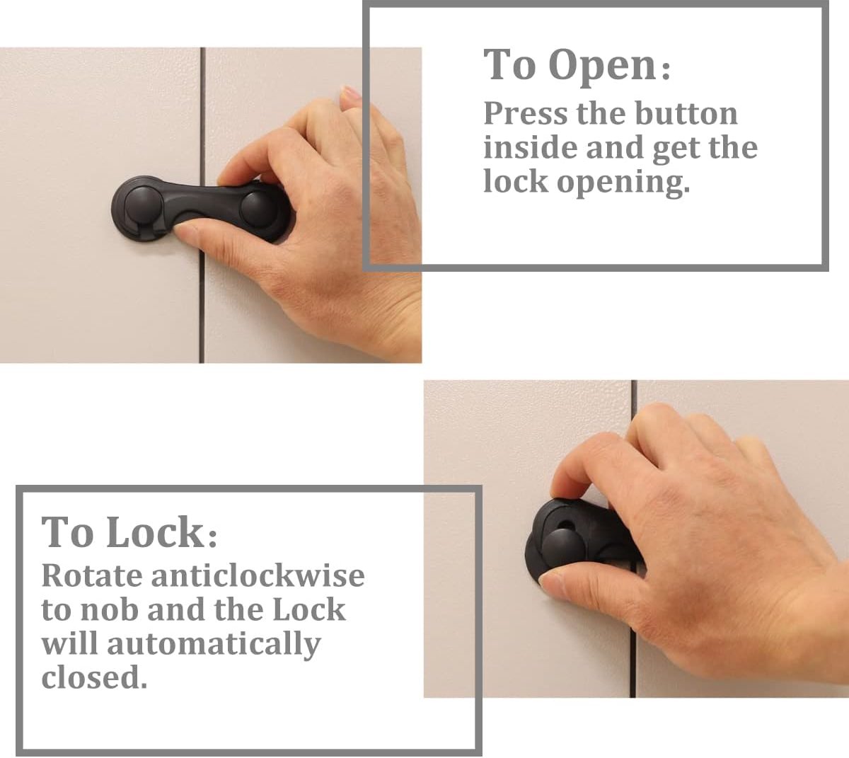 4 stuks - Kinderen veiligheid beveiliging slot sluiting - baby veiligheid koelkast slot - kast slot - op het openen van het slot - kast deur slot - zwart – foto 5