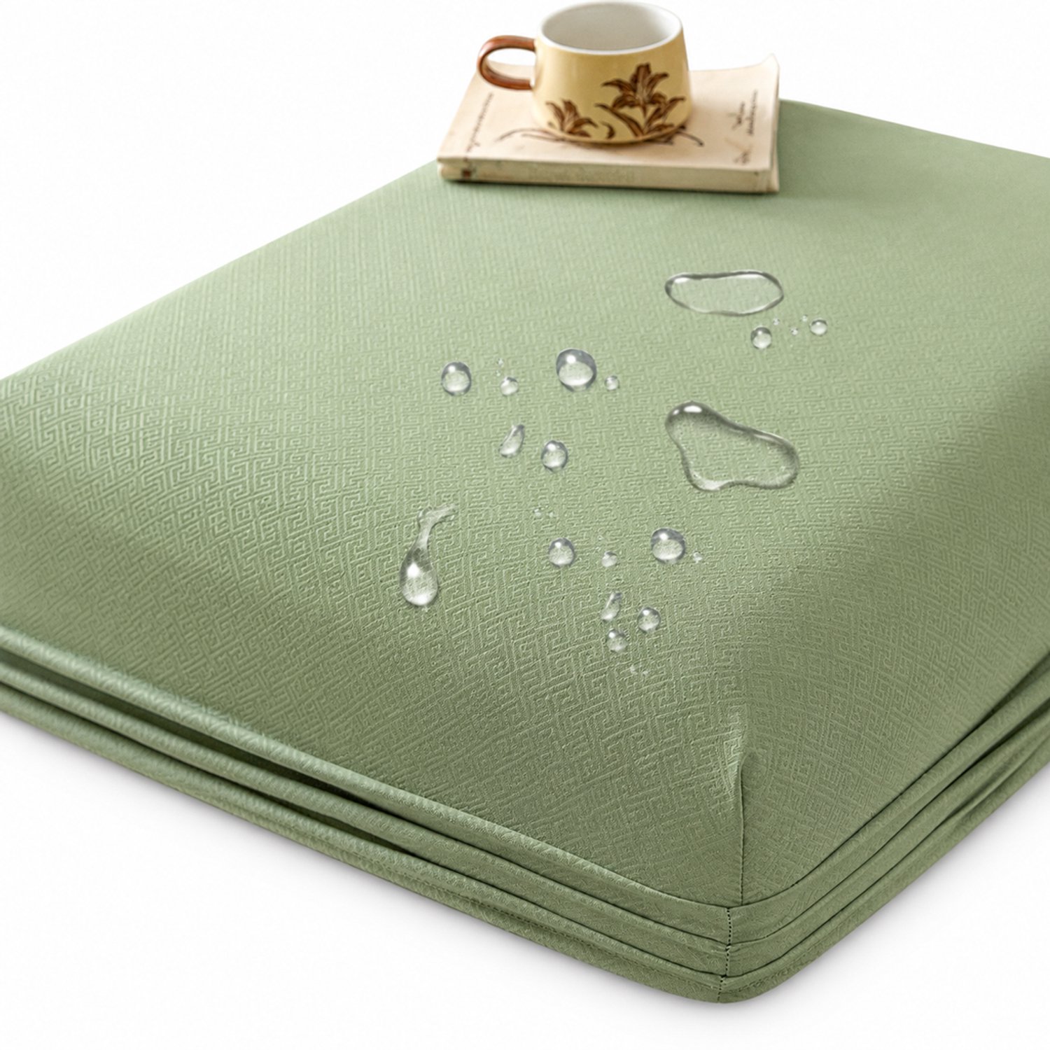 SWGOTA Waterdicht hoeslaken 200 x 220 cm - matchagroen - geborstelde stof - driedelige set met 2 kussenslopen