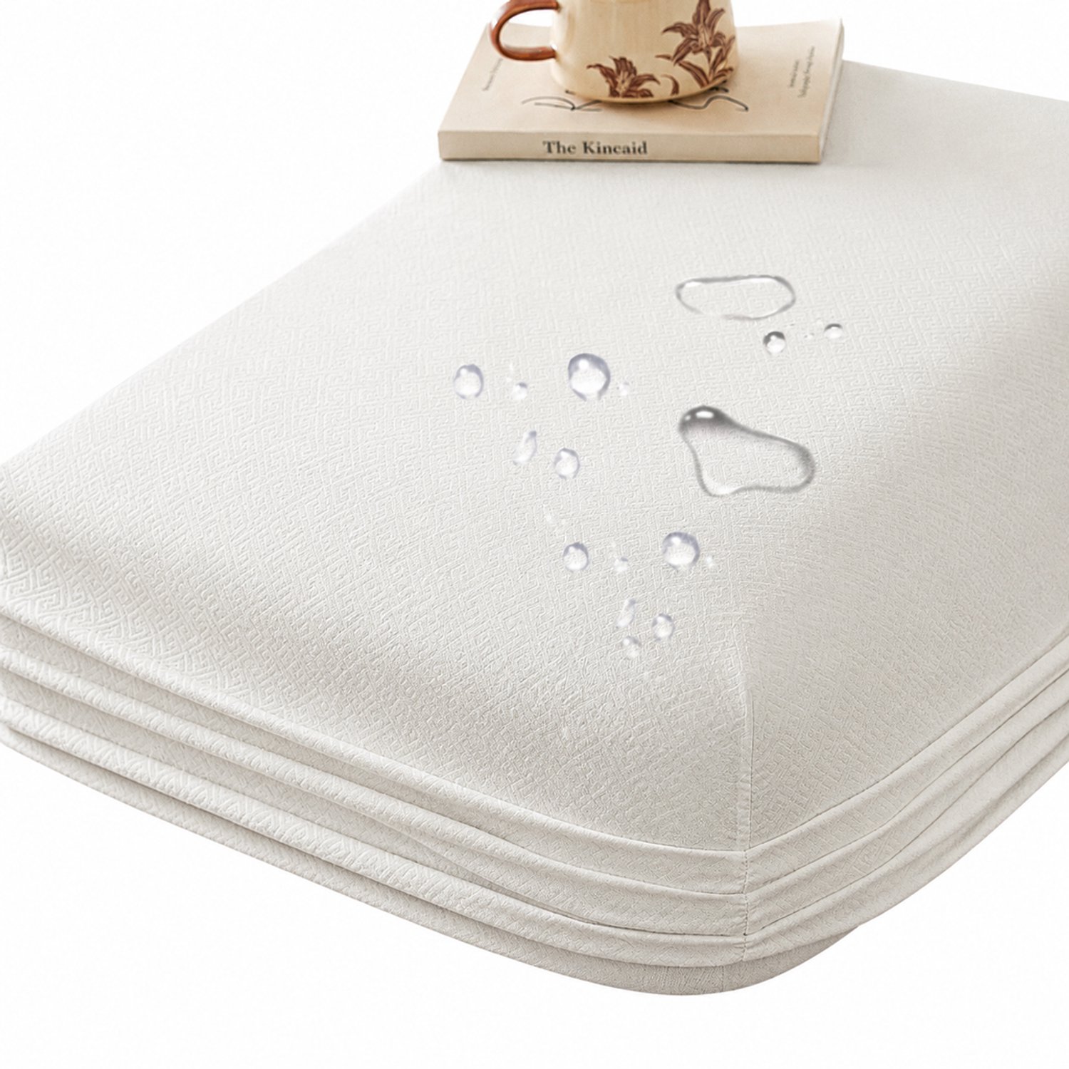 SWGOTA Waterdicht hoeslaken 198 x 203 cm, melkwit, geborstelde stof, voor matrassen tot 30 cm hoog, 1 stuk
