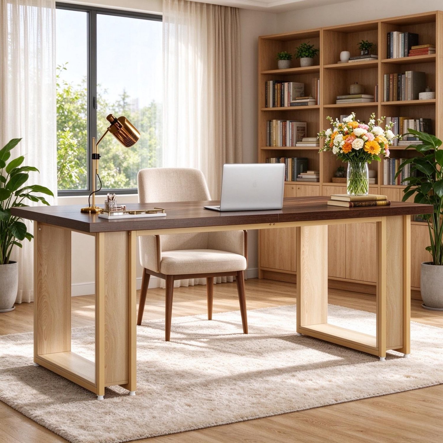Clruro Bureau - 160x80 cm - Houtlook - Ook als Eettafel - Hout - Bruin
