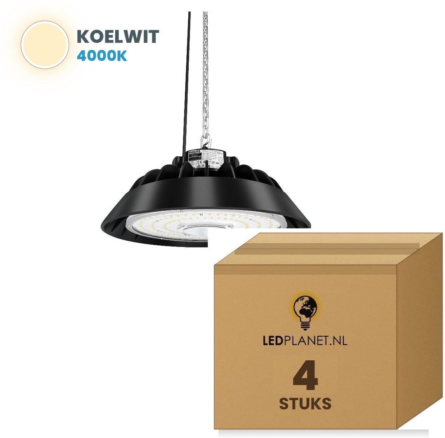 Tsong UFO LED Highbay 200W 4 stuks - 30000lm - Koelwit 4000K dimbaar - 230V