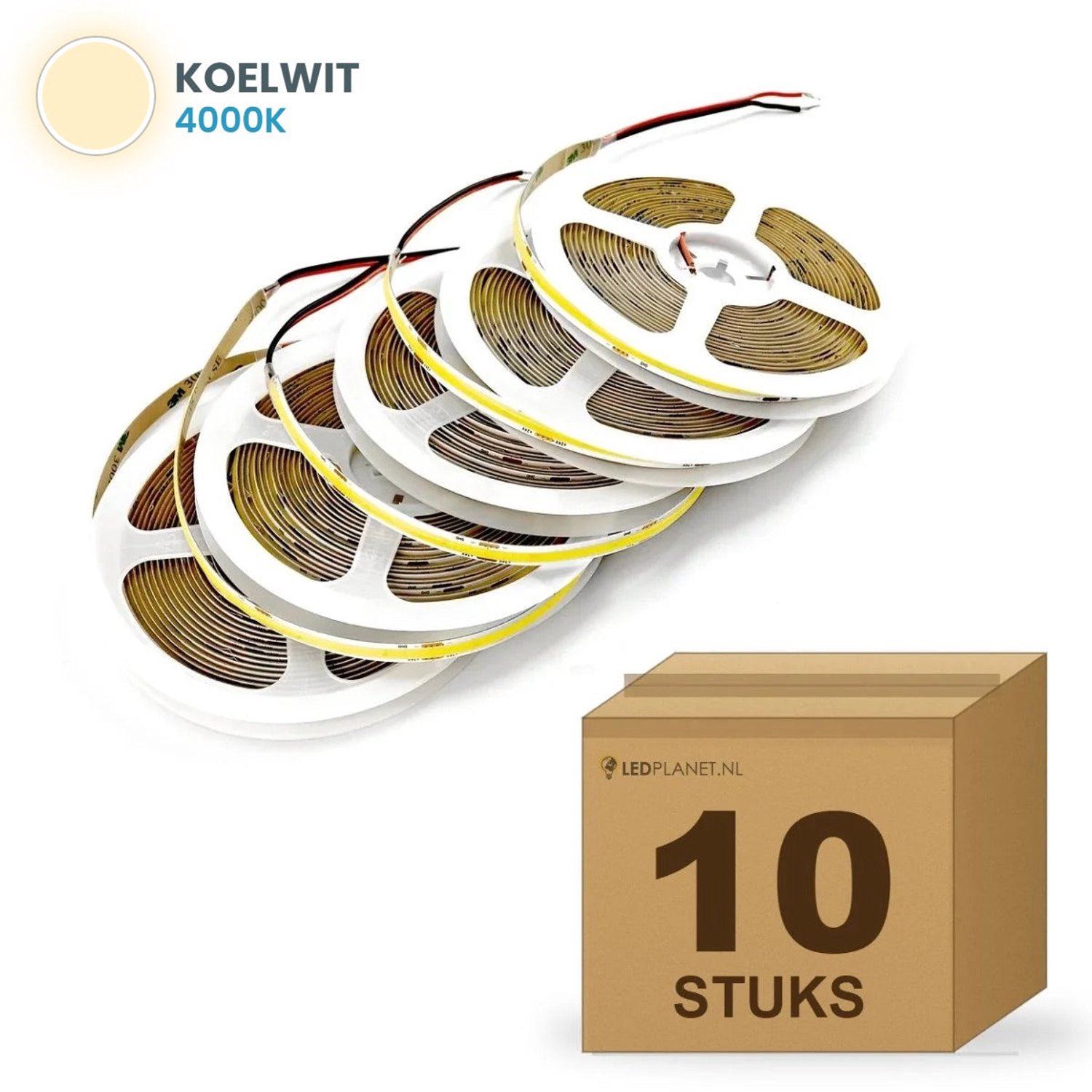 Tsong COB LED Strip - 10 stuks - Koelwit 4000K - 24V - 10W/m - 1000lm/m - CRI>90 - IP20 - 5m