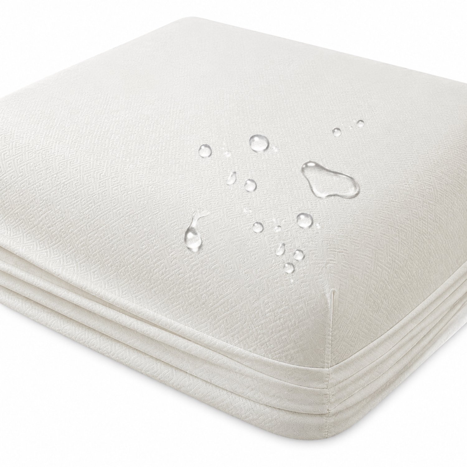 SWGOTA Waterdichte hoeslakenset 153 x 203 cm, melkwit, geborstelde stof, voor matrassen tot 30 cm hoog, 1 hoeslaken en 2 kussenslopen