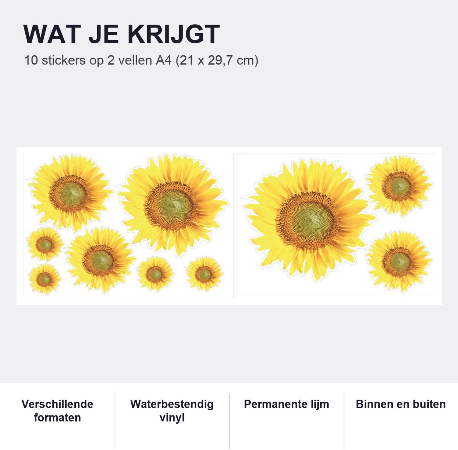 Zonnebloem Decoratie Stickers voor Kliko of Laptop | 10-delige Set | Waterbestendig Vinyl — afbeelding 5