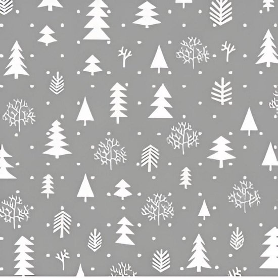 Protecttable - Rond Kerst Tafelzeil Kerstboom Grijs Ø138cm - Tafelkleed Afwasbaar - Kunststof