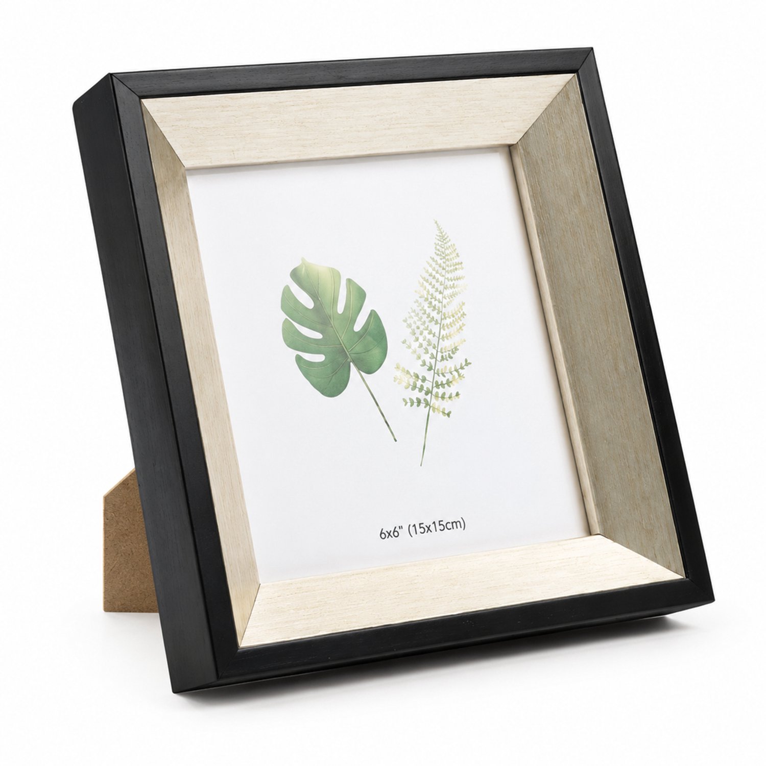 SWGOTA Vierkante fotolijst zwart-zilver voor 25,2 x 25,2 cm - PS-lijst met afgeschuind profiel en acrylaatpaneel - staand en hangend, zonder afbeelding
