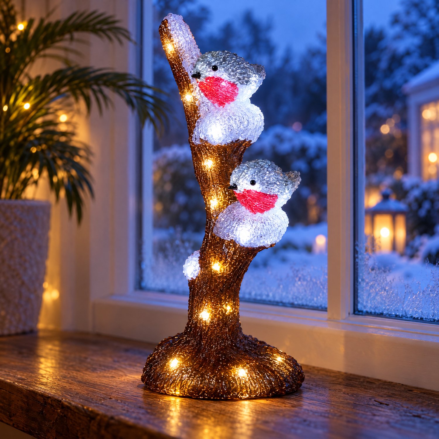 Levano Kerstverlichting Buiten Figuren - Kerstdecoratie voor Binnen en Buiten - Kerstverlichting op Batterij - Kerstlampjes met Timer - Kerstbeeldjes - Kerst Vogels op Tak - Kerst Tuin Decoratie - Acryl Kerstfiguur met LED - Sfeerverlichting