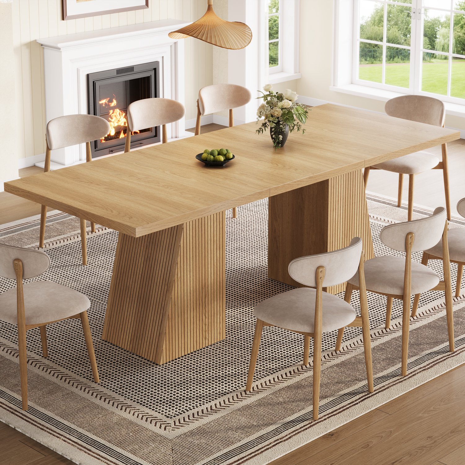 STILVORA Eettafel - Uitschuifbaar voor 4 tot 6 Personen - Voor de Eetkamer - MDF en Metaal - 120 tot 160 x 80 x 76 Cm - Licht Eiken