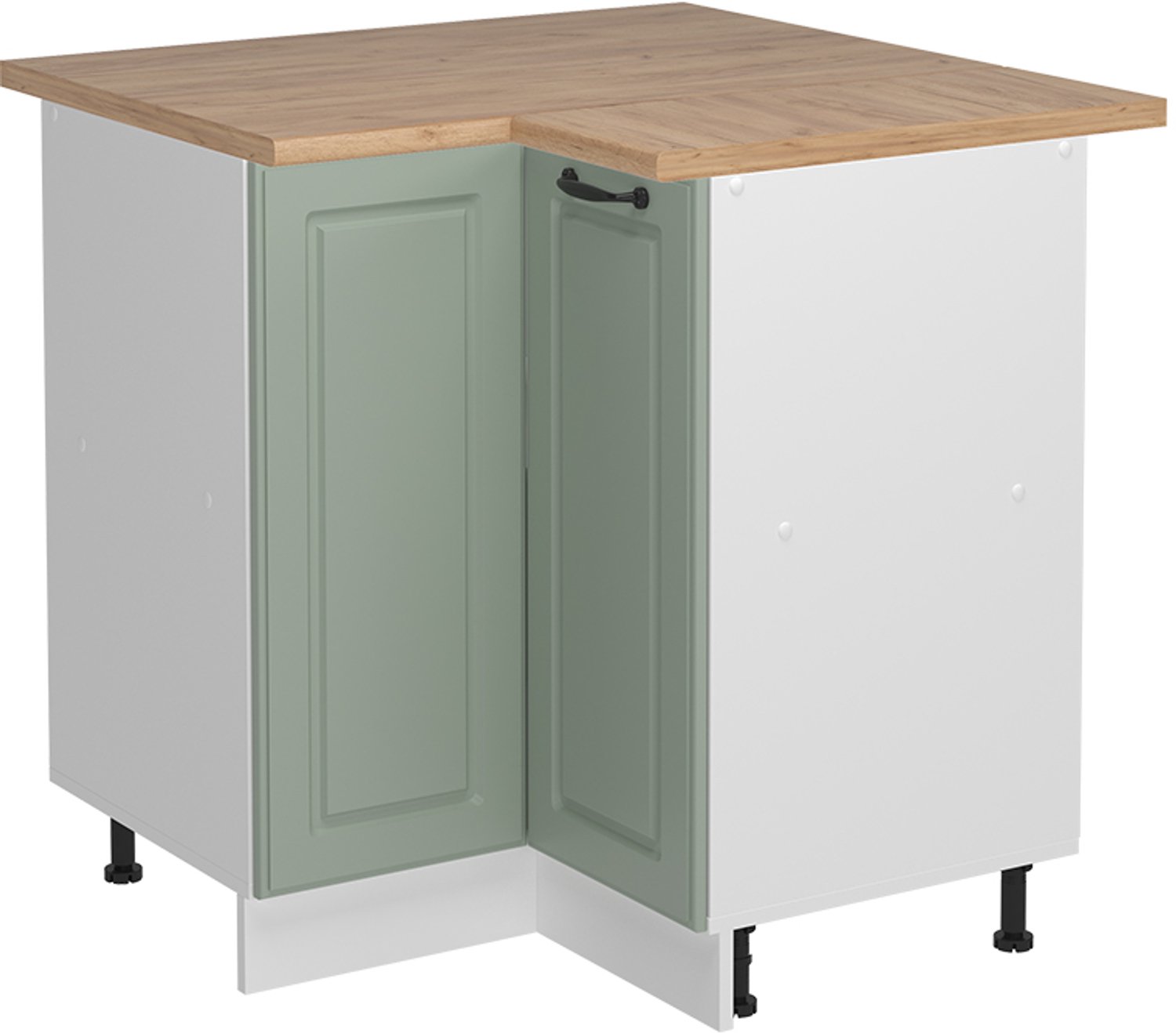 Vicco Hoekkast R-Line, Mint landelijk/Wit, 75.6 cm goudkleurig eiken werkblad