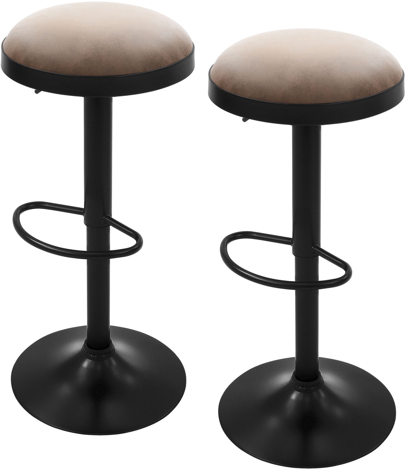 ml-design Barkrukken set van 2, hoogte verstelbaar, barstoelen fluweel, barkruk gestoffeerd van schuim, 360° draaibaar, bistrokruk met voetensteun, keukenkruk met een stevig en stabiel stalen frame, fluwelen barstoel voor het keukeneiland in bruin