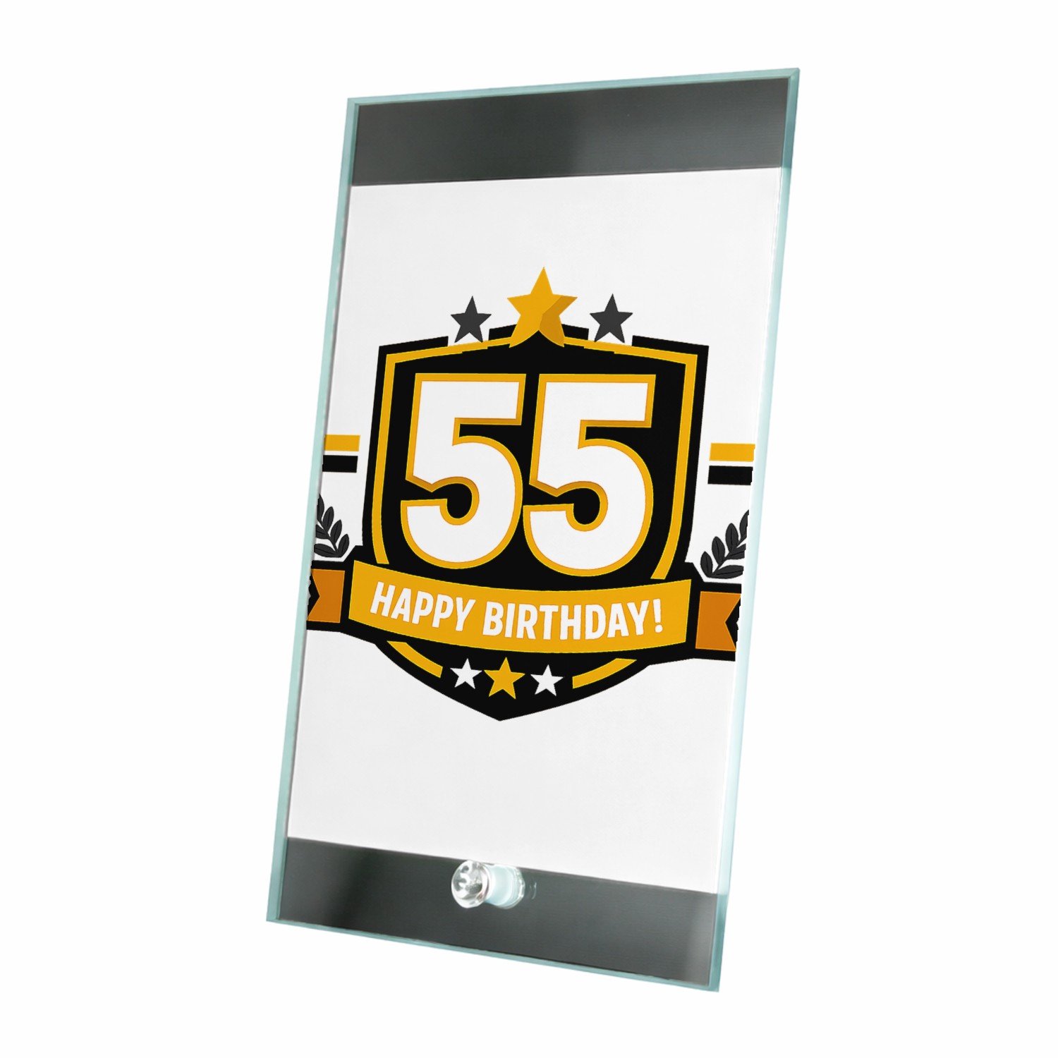 Mr Cadeautjes Glasframe 15 x 23 - design Feestelijke mijlpaalprint met een centraal cijfer in een gra | cadeau Wit