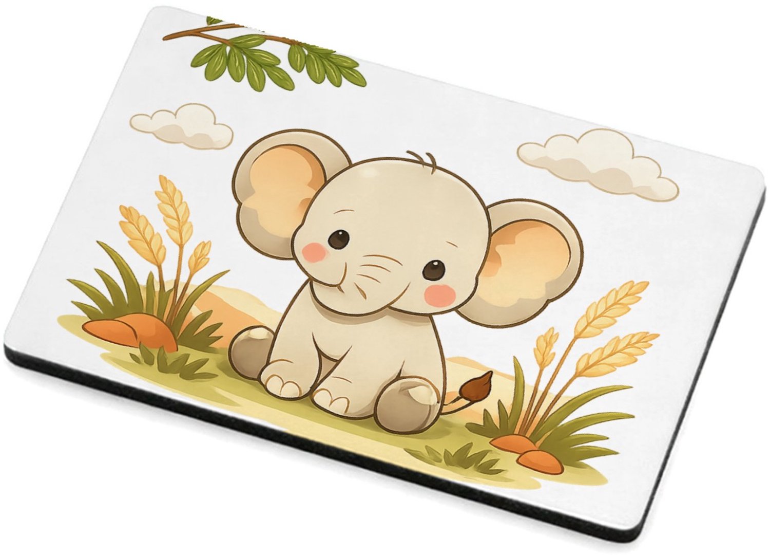 Mr Cadeautjes MDF magnetische fotolijst 7,5 x 5 - design Vriendelijke savanne-wereld met één centraal dier en botanis | cadeau Wit