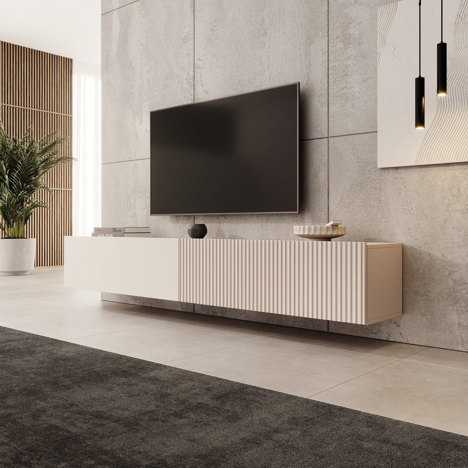 MEUBELLA Cruzar - TV-Meubel - Beige - 200 cm