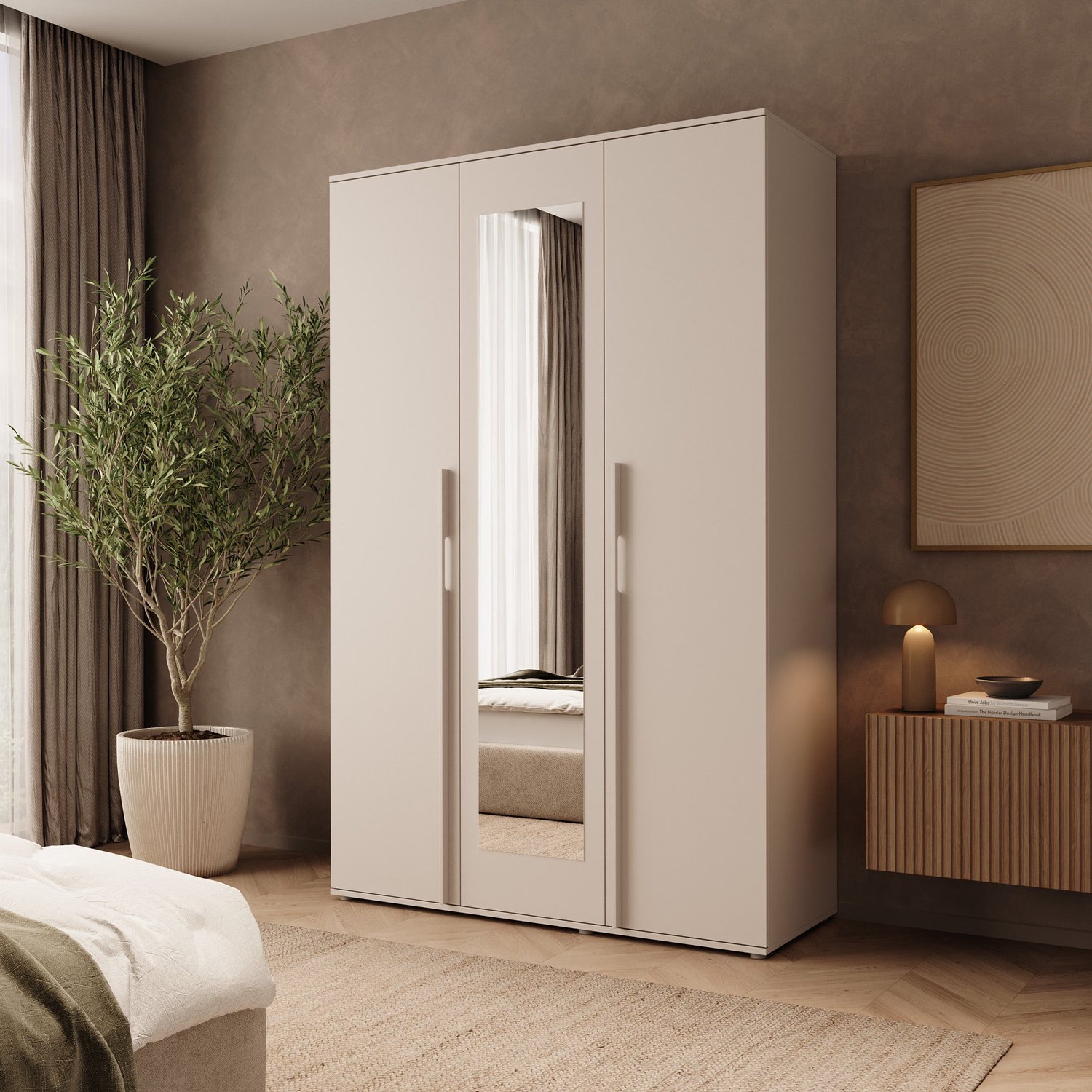 MEUBELLA Avery - Kledingkast met 3 deuren - Beige - 135x52x210 cm