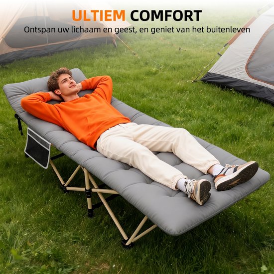 Opvouwbaar veldbed voor volwassenen – Campingbed en logeerbed – Draagvermogen tot 200 kg – 190 × 71 × 35 cm – Oxfordstof en stalen frame – Voor binnen en buiten — afbeelding 4