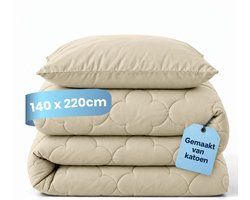 Slaapspeciaal Eazydekbed Prestige Sand - Wasbaar Dekbed - Dekbed zonder Overtrek - Hoesloos Dekbed - All Year Dekbed - 2 in 1 Dekbed - Incl. 1 Kussensloop - 140x220 cm - 100% Katoen