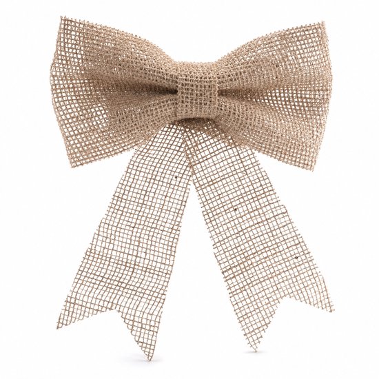 Kerststrik naturel - Kerststrikken - Strik kerstboom - Jute strik - ca. 24 x 20 cm - 1 stuk - STEGGER
