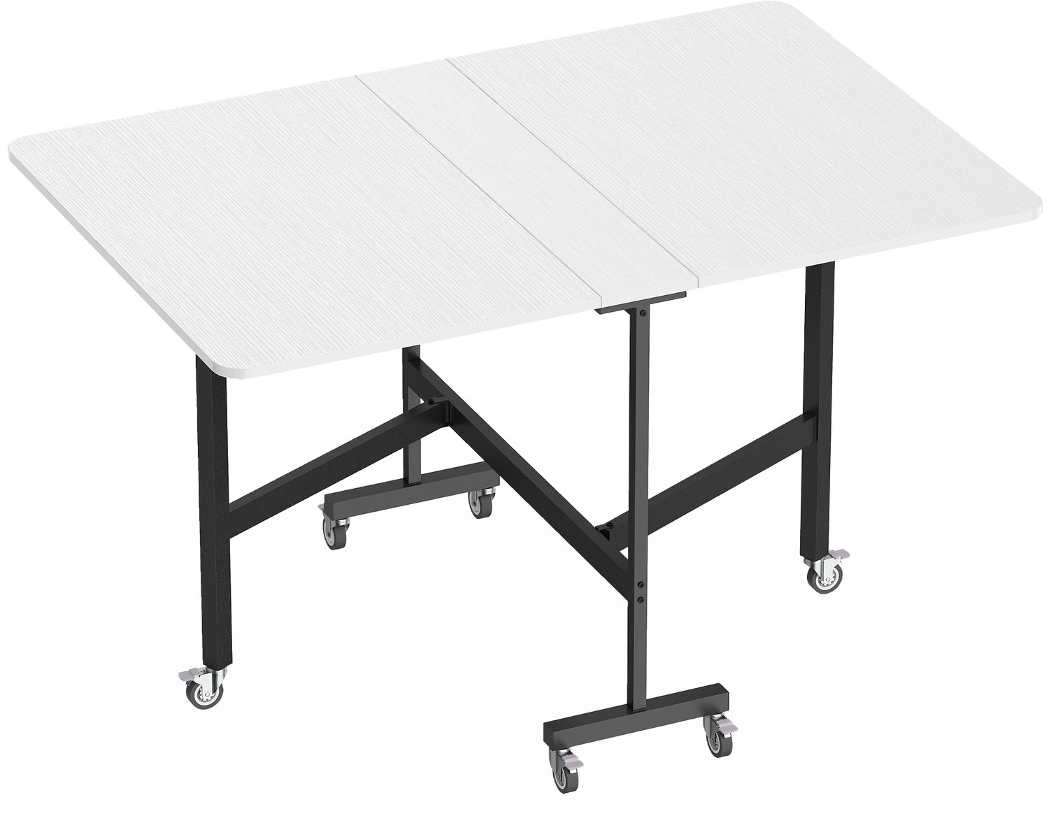 Eettafel, 120×80×73 cm, wit, metalen frame, tafel, eettafel voor meerdere personen en salontafel, met wielen, stabiel en duurzaam, praktisch en decoratief, gemakkelijk te reinigen, geschikt voor keuken, eetkamer en woonkamer