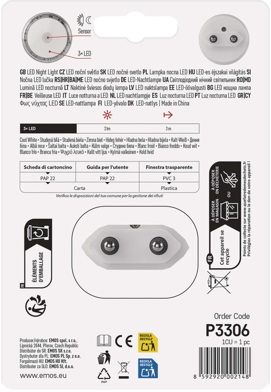 EMOS LED-nachtlampje met lichtsensor voor in het stopcontact, P3306 van EMOS — afbeelding 4