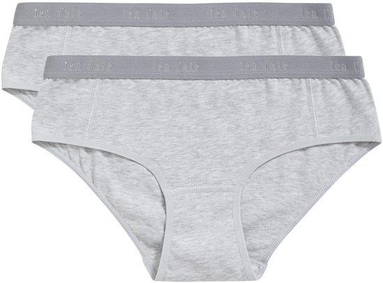 Set van twee grijze gemêleerde katoenen hipsters met een elastische tailleband en ten Cate logo.