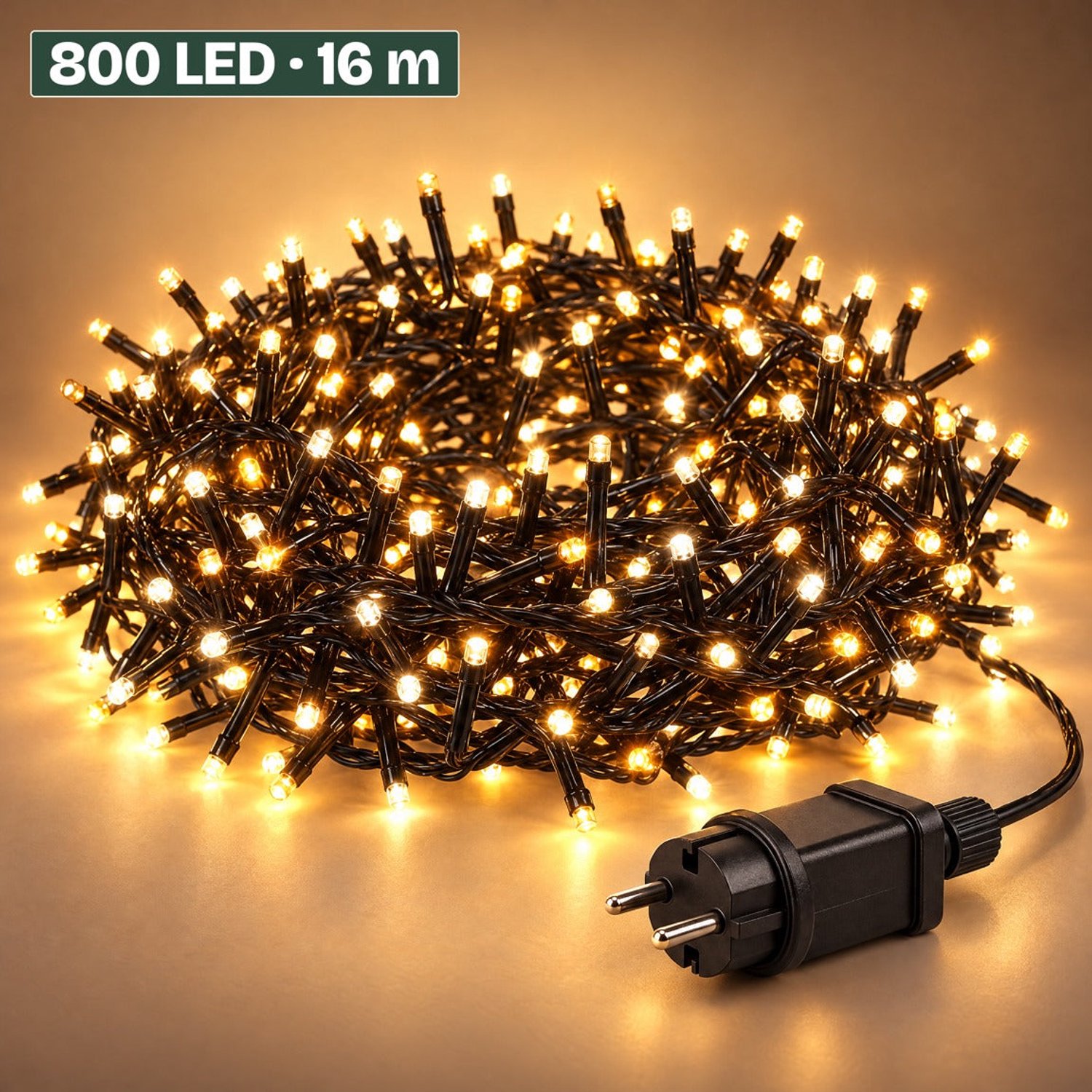 Levano Kerstverlichting Buiten 800 LED 16 m - Kerstboomverlichting Warm Wit - Kerstlampjes - Lichtsnoer Binnen en Buiten - Clusterverlichting Kerstboom - Microcluster Extra Warm Wit - Buitenverlichting Kerst - LED Lampjes - Lichtslinger - Timer