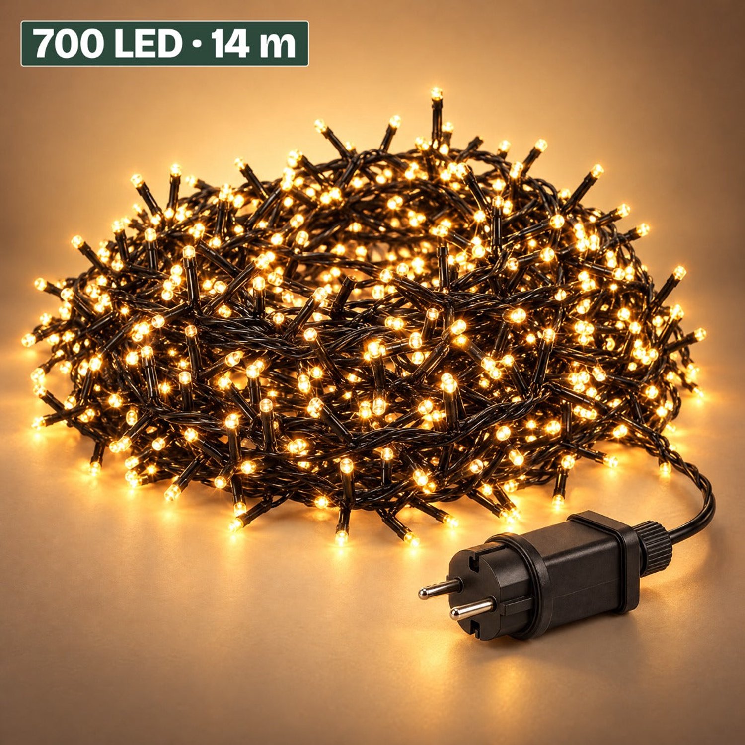 Levano Kerstboomverlichting 700 LED 14 m - Kerstverlichting Buiten - Kerstversiering - Lichtsnoer Buiten - Kerstlampjes - Lichtslinger Binnen - Clusterverlichting Kerstboom - Kerstverlichting Binnen - Extra Warm Wit - Microcluster - IP44