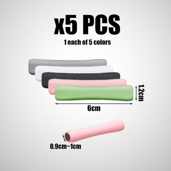 Tweede generatie 5-delige pennenetui, touchscreenpenaccessoire, beschermhoes voor styluspen, ergonomische siliconen grip. — afbeelding 2
