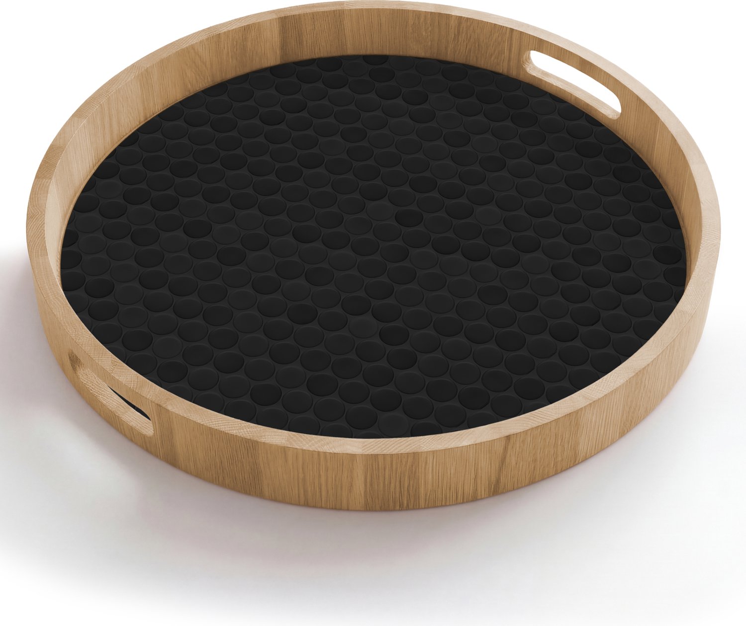 Dienblad rond 50x50 cm - Schootdienblad hout - Penny - Tegel - Mat - Zwart - Borrelplank rechthoek - Plateau houten dienbladen