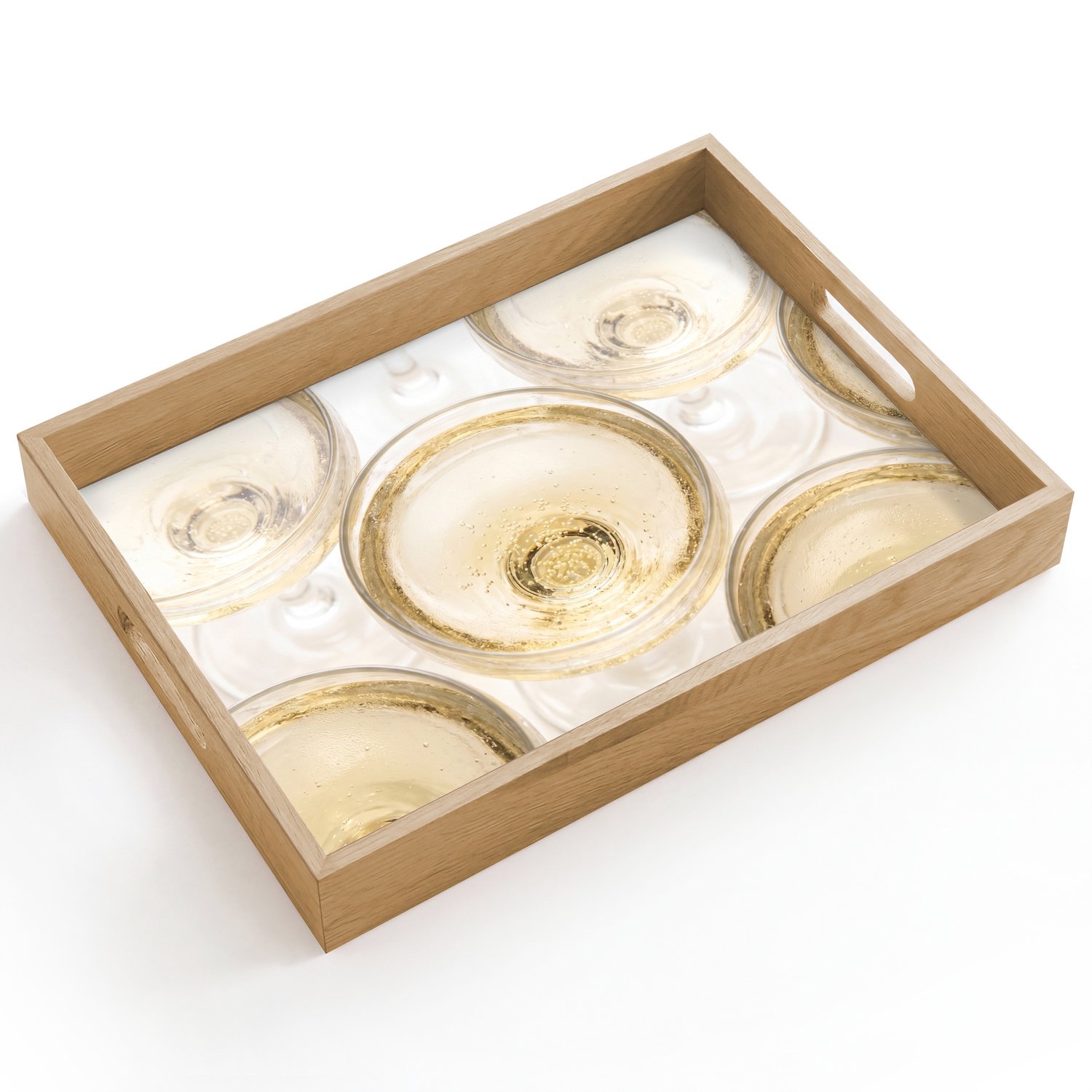 Dienblad hout 40x30 cm - Schootdienblad - Drank - Glazen - Feest - Goud - Borrelplank rechthoek - Plateau dienbladen