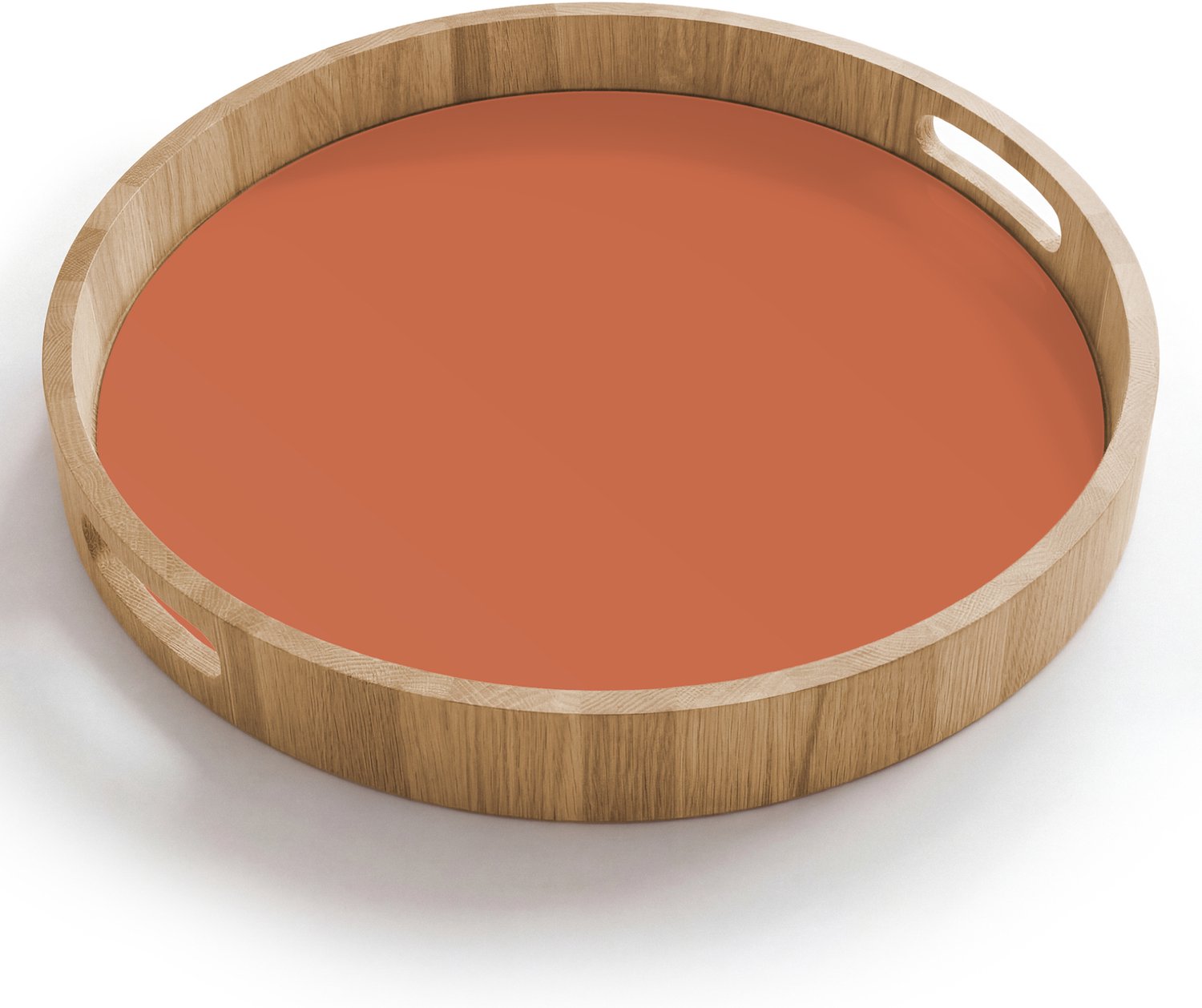 Dienblad rond 40x40 cm - Schootdienblad hout - Classic - Terracotta - Oranje - Borrelplank rechthoek - Plateau houten dienbladen