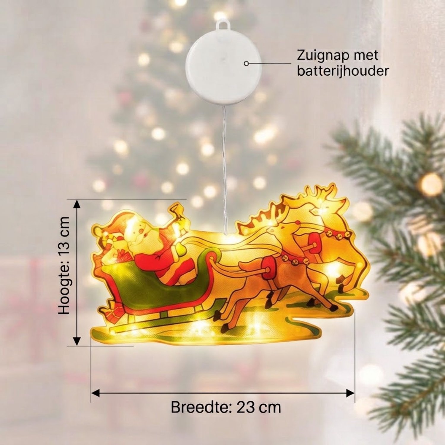 LED Kerst Raamverlichting (Set van 6) – Kerstfiguren met Warm Wit Licht, Kerst Raamdecoratie met Zuignap, Kerstman, Sneeuwman, Rendier en Kerstdecoratie voor Raam op Batterijen – foto 5