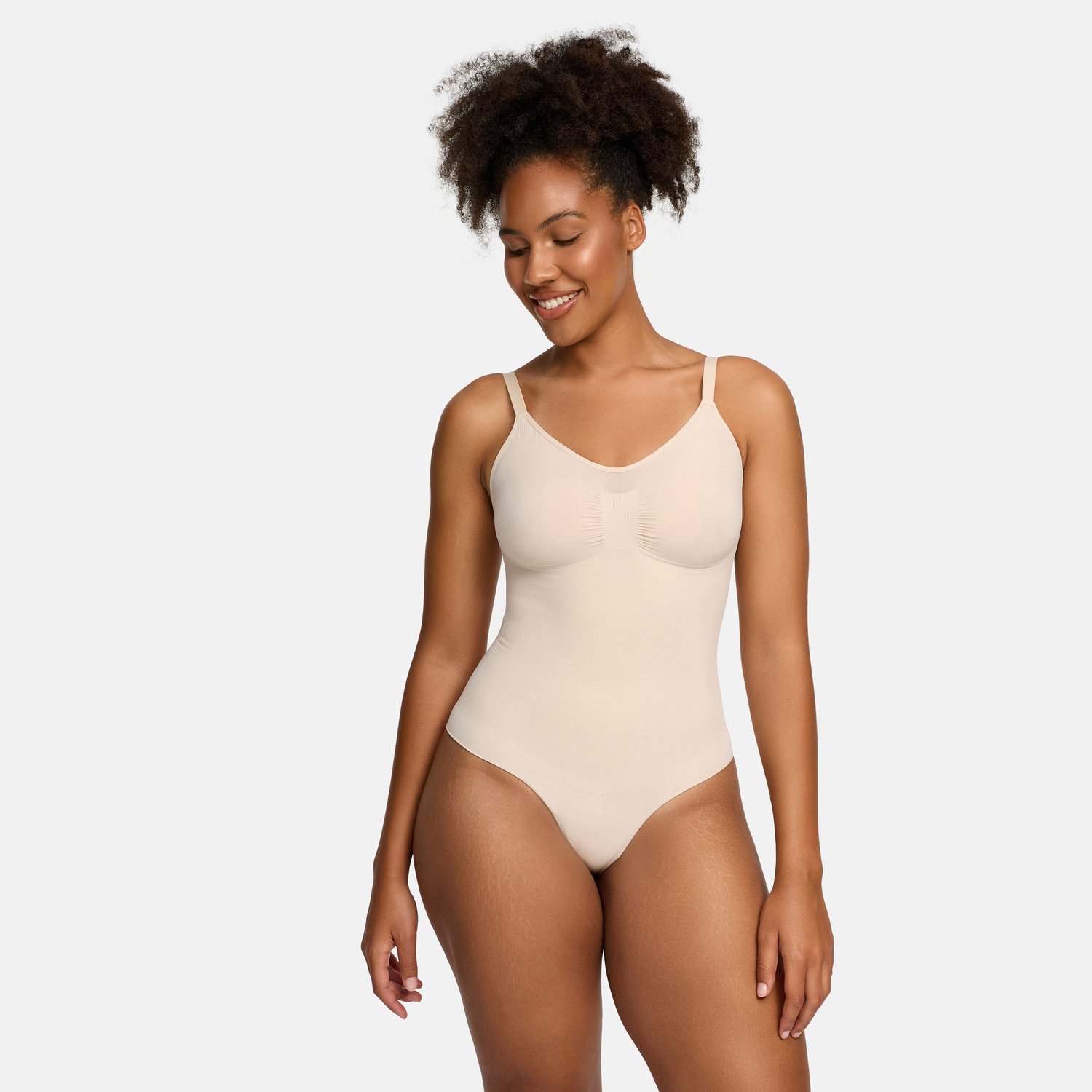 cfab Bodysuit met corrigerende shapewear en string-sandaal-effect. - Corrigerende Body - Naadlos - corrigerend ondergoed dames Zand