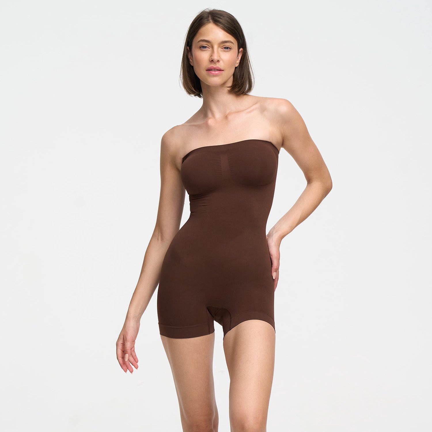 cfab Strapless bodysuit met corrigerende werking en bijpassende shorts - Bruin - 3XL - Corrigerende Body - Naadlos - corrigerend ondergoed dames