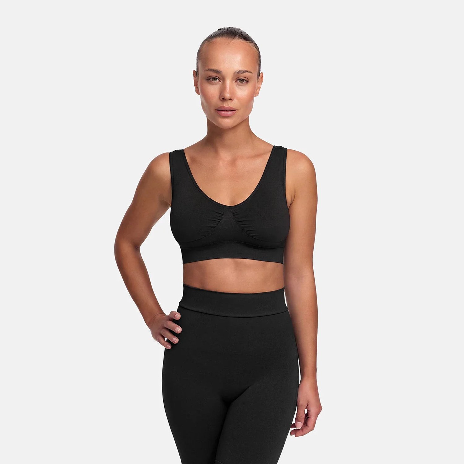 cfab Comfortabele bh - Zwart - 4XL - BH Zonder Beugel Voorgevormd - Ondergoed - Naadlos