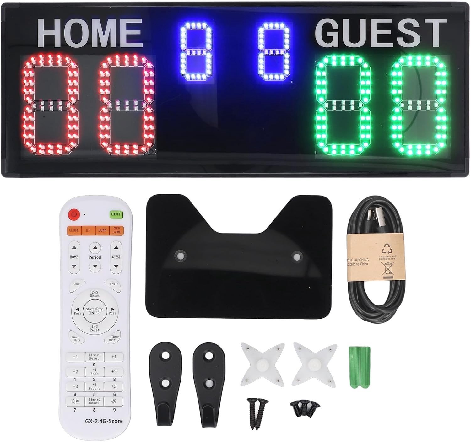Draagbaar Elektronisch Scorebord met Afstandsbediening en Helder LED Display voor Sporten zoals Basketbal, Badminton en Voetbal