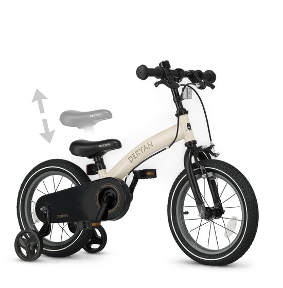 Deryan Luxe Kinderfiets 14 inch - 3 in 1 - Loopfiets - Sand — afbeelding 5