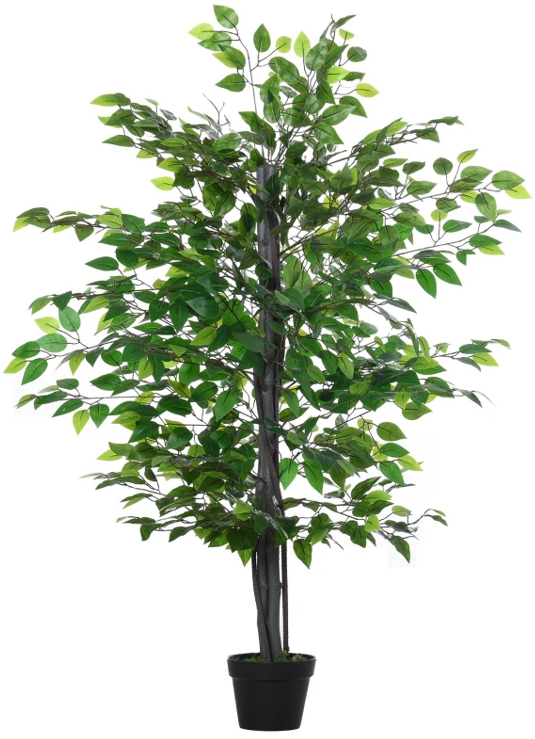 ZYLARO Kunstficusboom - 145 cm - Kunststof - Inclusief pot - Voor woonkamer slaapkamer kantoor en tuin lichtgroen+diepgroen