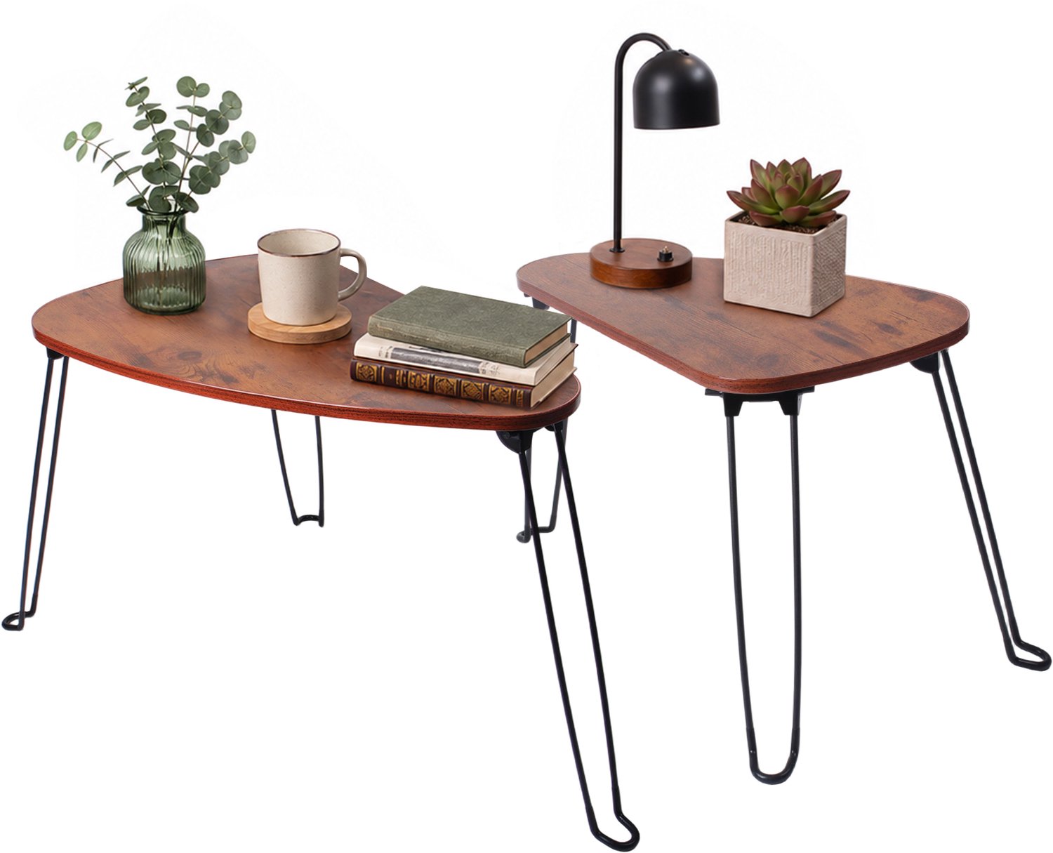 PIPIPOXER Salontafel -set van 2 -industrieel - Woonkamer Bijzettafel - Tafel - Bijzettafels -60 x 38 x 45 cm - Bruin
