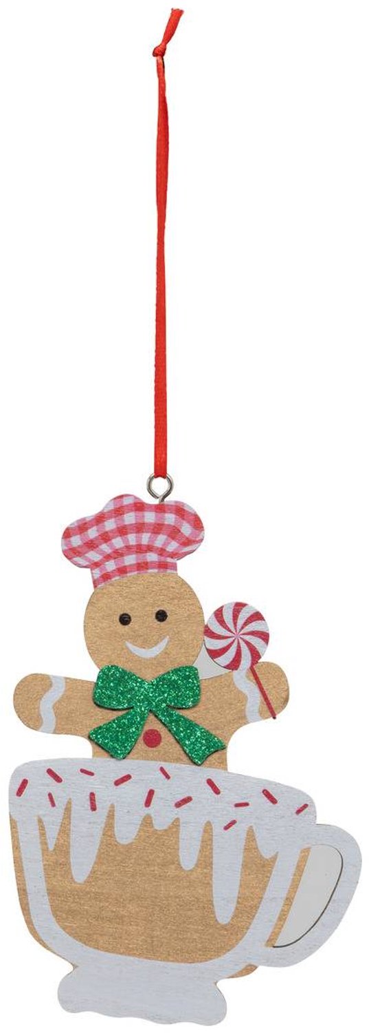 Feeric lights & Christmas Houten kerstbeker met mannetje-motief, 12 cm Multicolore